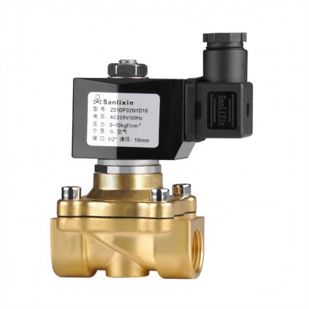 Соленоидный вентиль прямого действия SANLIXIN 1 1/4&quot; NC (ZS1DF02N1H32, BRASS, 0-10 bar, 220V)